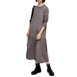 COPY - Topshop Acid Wash Drop Waist Midi Dress Gray 8